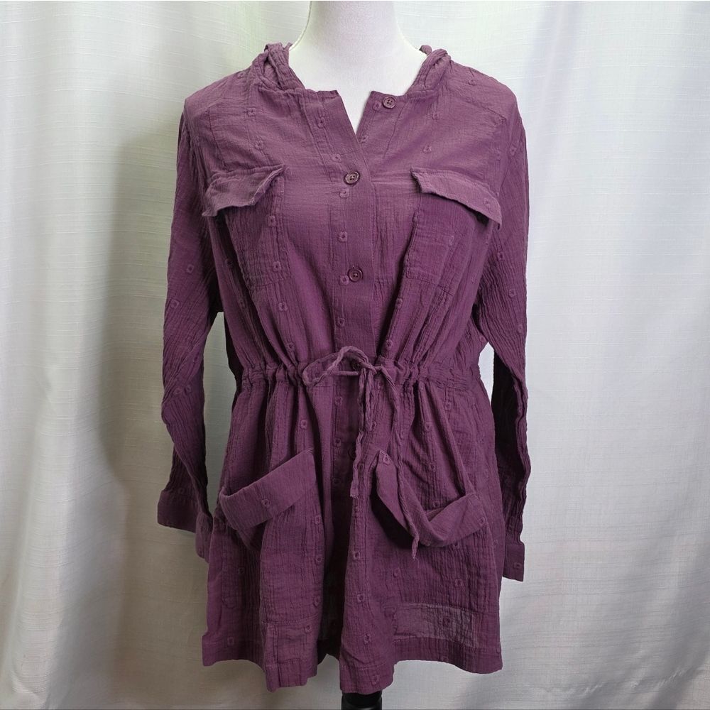 Torrid Purple Gauze Embroidered Lightweight Thin Anorak Top Size 2X